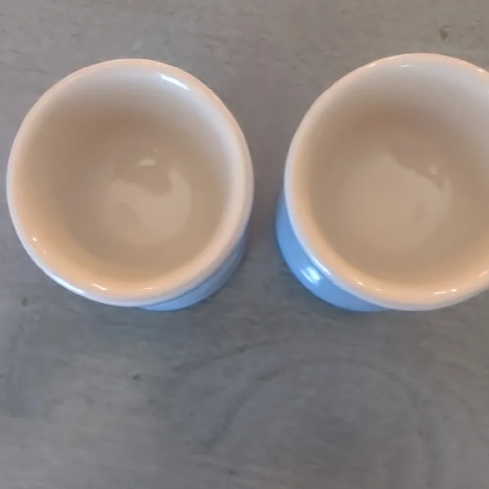 Footed Le Creuset Light Blue Egg Cups. Set Of 2 - Picture 3 of 4